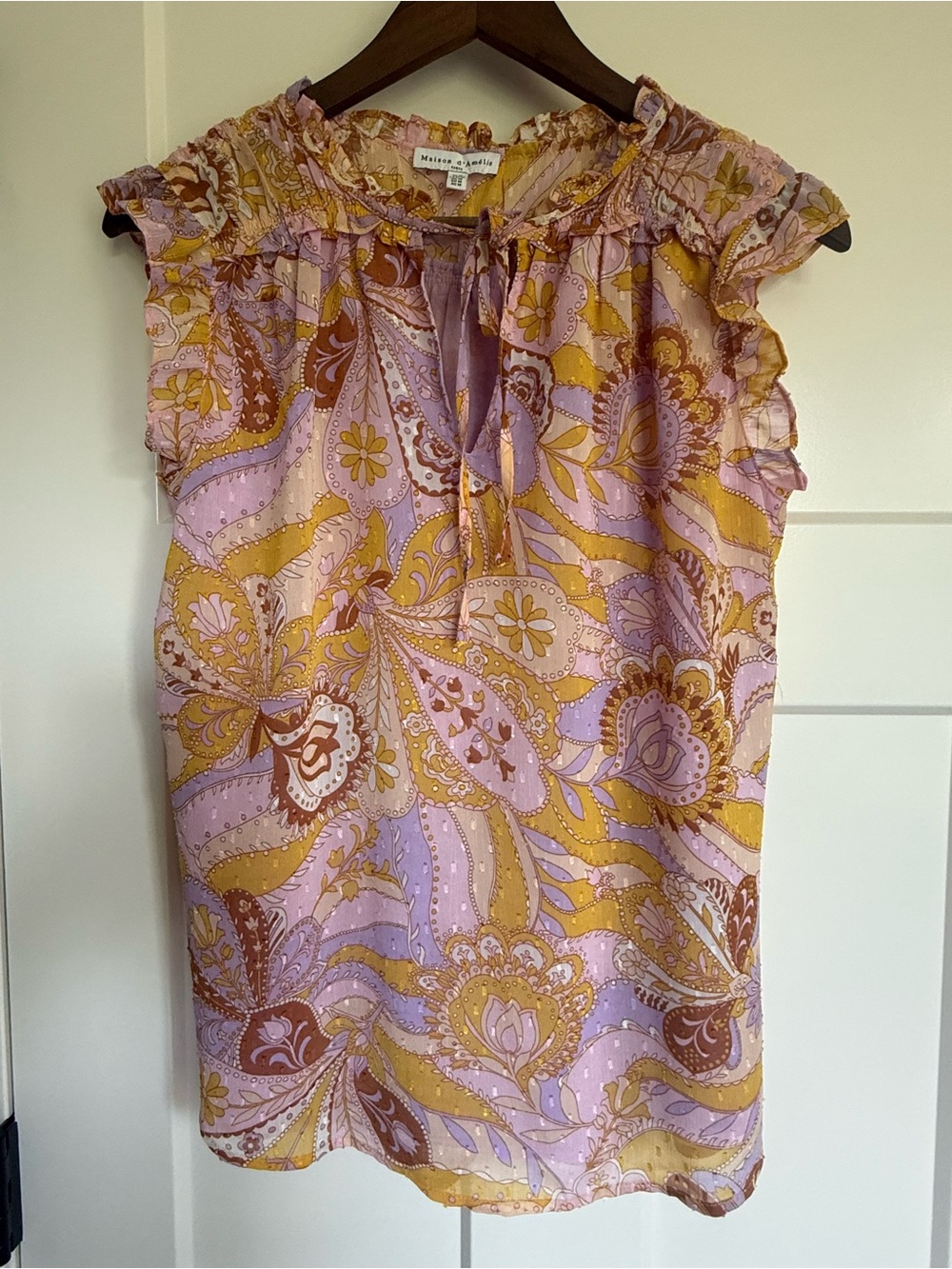 Maeve Sleeveless Paisley Tank in Pink & Mustard